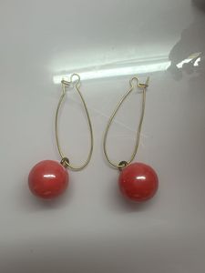 Chic Pink Ball Hoop Earrings