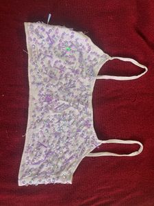 Lilac Beaded Top &amp; Jogger Set Party Wear