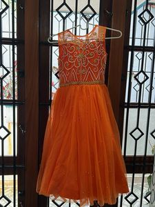 Beautiful Orange Embroidered frock