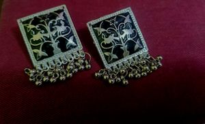 Oxidised Black &amp; silver Combination Earrings.