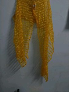 Vibrant Yellow Net Dupatta stall scarf