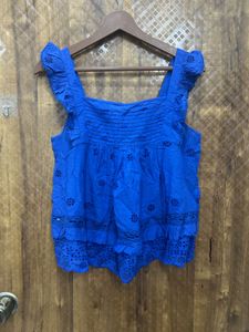 Mango Embroidered Ruffled Top(Brand new)