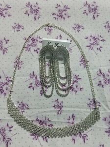 Sparkling Rhinestone Necklace and Earring Set