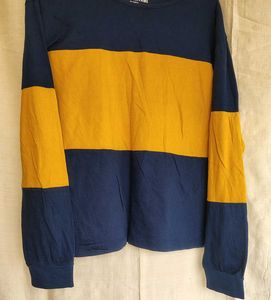 Men's Navy &amp; Mustard Striped Long Sleeve T-Shirt