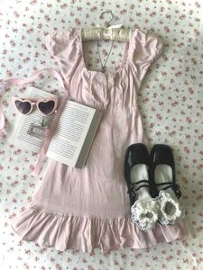 y2k Cute Pink Ruffle Dress