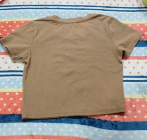 Stylish Brown T-Shirt with Rhinestone Logo
