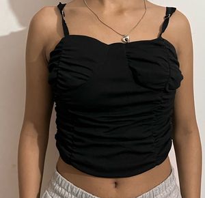Black Ruched Corset Top