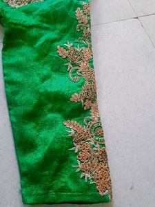 Embroidered Green Silk Blouse
