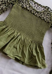 Leopard Smocked Peplum Top