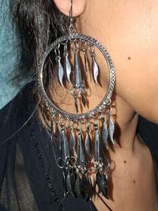 Unique Silver Tone Hoop Earrings