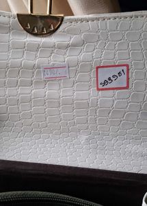 Chic White Shoulder Bag with Scarf Detail