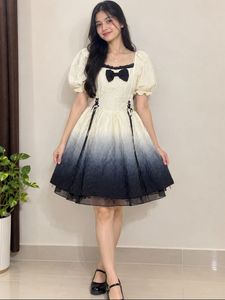 Chic Puff Sleeve Ombre Dress