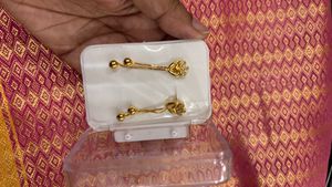 Elegant Gold Plated &amp; Diamond Drop Earrings