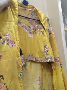 Stunning Yellow Floral Embroidered Anarkali Set