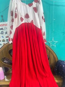 Red &amp; White Heart Print Dress