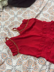 Red Ruffled Jumpsuit