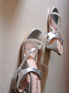Sparkling Silver Wedge Sandals