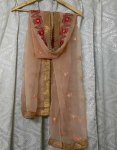 Elegant Peach Embroidered Ethnic Gown