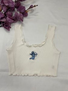 Cute White Cropped Tank Top
