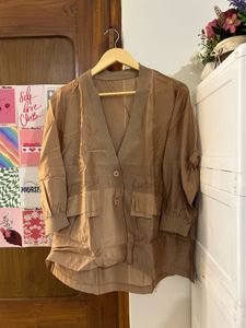 Brown Lightweight Kimono Style Top