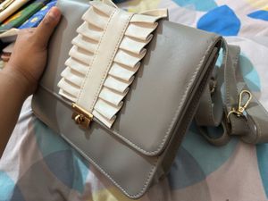 Chic Grey Pleated Crossbody Bag