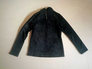 Black Velvet Top with Faux Fur Collar