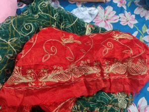 Embroidery bandhini saree with blouse piece