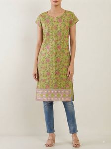 Green Floral Print Kurta
