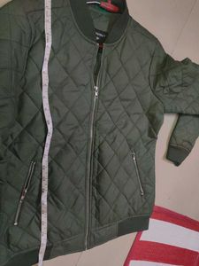 Olive Quilted Bomber Jacket