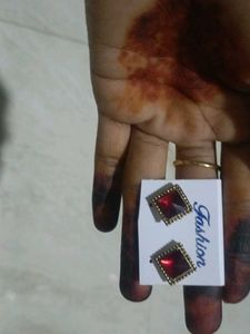 Chic Red Gemstone Earrings