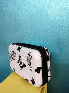 White Butterfly Print Clutch Bag