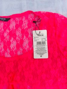 Shein Neon Pink Lace Crop Top
