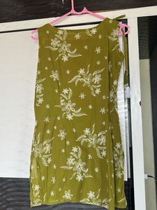 Olive Green Floral Dress