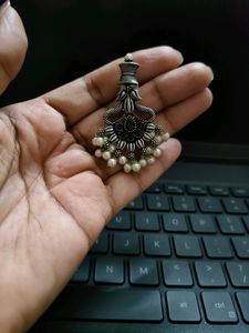 PRICE DROP German Silver Pearl Hanging Earrings