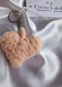 Crochet Heart Plushie Keychain