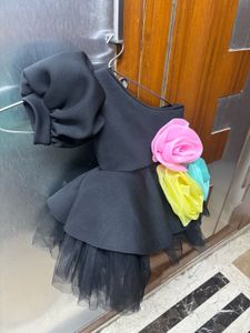 Cute Black Party Dress with Flowers