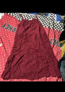 Red Printed Midi Dress