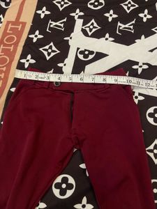 Maroon Slim Fit Casual Pants