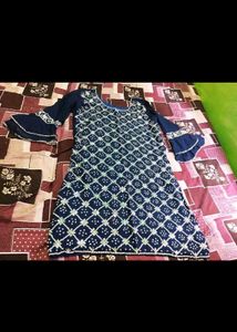 Navy Blue Mirror Work Sharara Set