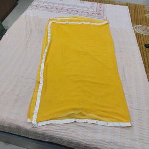 Bright Yellow Dupatta with White Border
