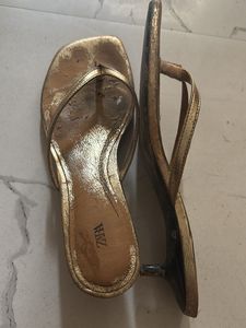Gold ZARA Flip Flops