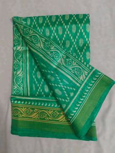 Green Saree with Elegant Print