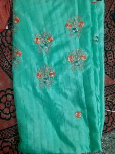 New Fancy Saree With Orange Border .. D