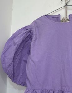 Lavender Tiered Puff Sleeve Midi Dress