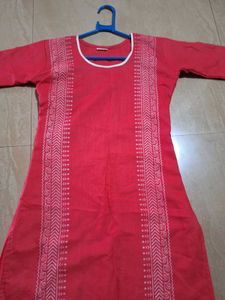 Vibrant Red Embroidered Kurta