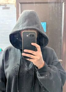 Black Embroidered Hoodie
