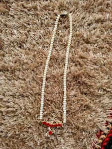 Pearl Chain With Red Stones