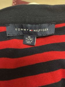 TH Red and Black Striped V-Neck Dress