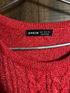Shein Red Knit Cable Dress with Belt