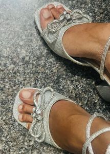 Sparkling Silver Bow Heels